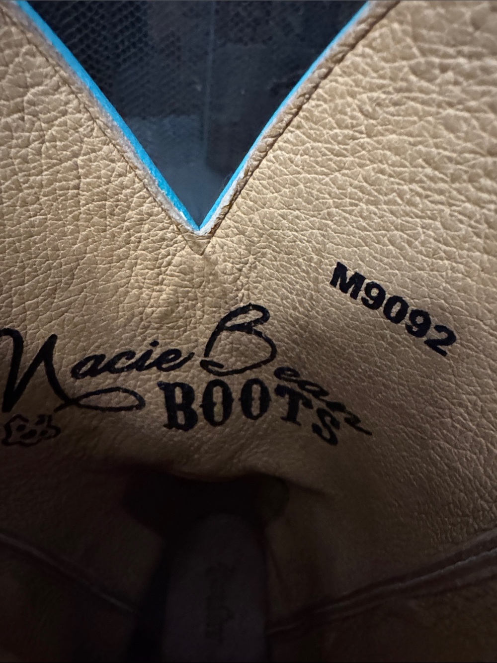 Macie Bean Brown Woven Cowboy Boots with Turquoise Trim - Picture 2 of 6